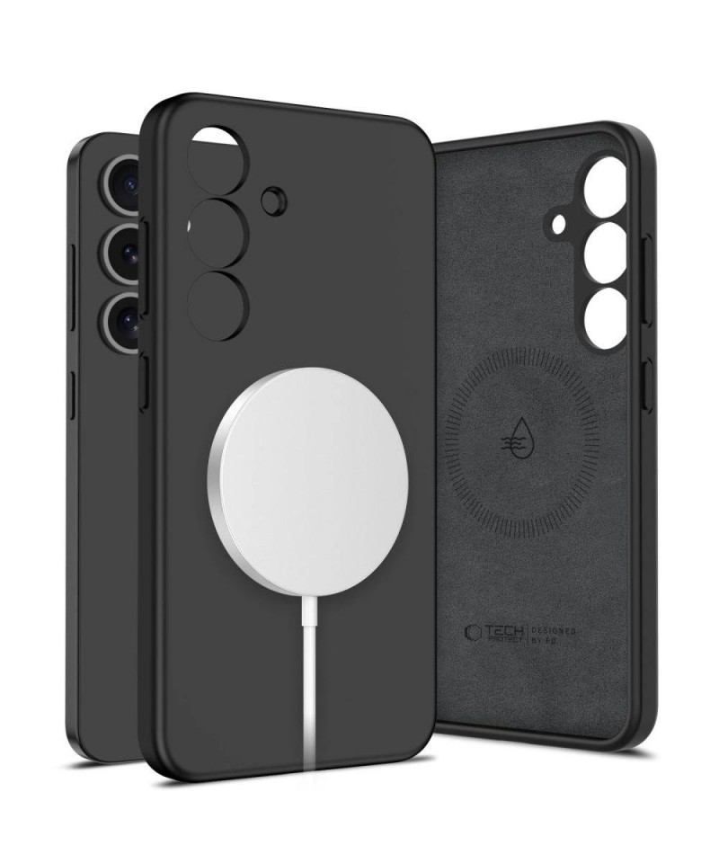 Tech-Protect Liquid Silicone MagSafe Case for Samsung Galaxy S25 - Black