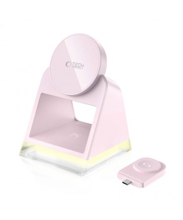 Tech-Protect QI15W-A43 3in1 MagSafe Inductive Charger - Pink