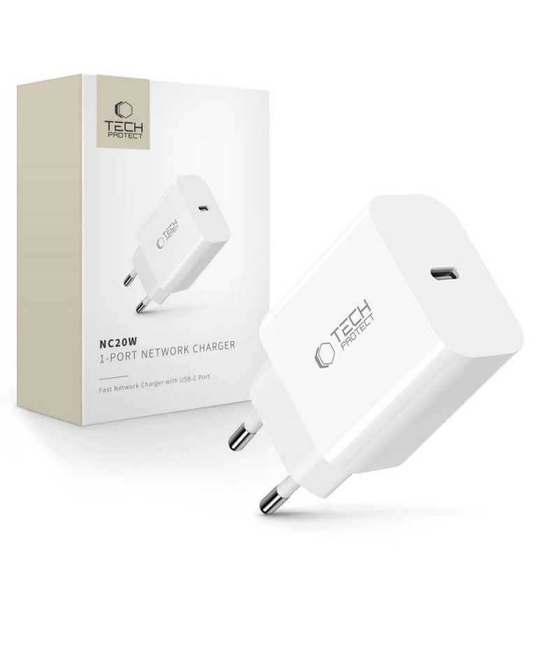 Tech-Protect NC20W wall charger USB-C port - white