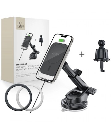 Tech-Protect MM15W-V9 Car Holder with MagSafe for Dashboard and Air Vent 15W - Black