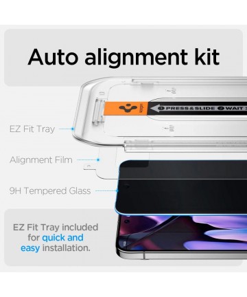 Spigen Glas.TR "Ez Fit" Privacy HD 2-pack privacy glass for Google Pixel 9 / 9 Pro