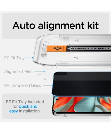 Spigen Glas.TR "Ez Fit" Privacy 2-pack Privacy Glass for Google Pixel 9 Pro XL