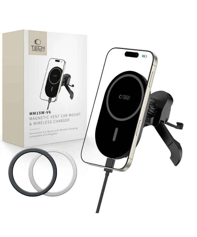 Tech-Protect MM15W-V6 Magnetic MagSafe Car Air Vent Holder - Black