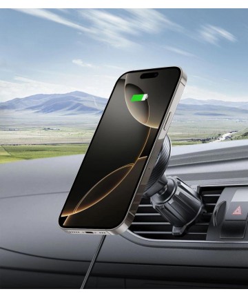 Tech-Protect MM15W-V4 Magnetic MagSafe 15W Car Holder for Cockpit / Windshield / Air Vent - Black