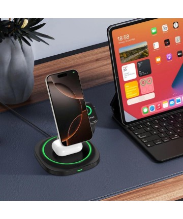 Tech-Protect QI15W-A46 3in1 Magnetic MagSafe Inductive Charger - Black