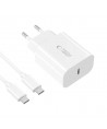 Tech-Protect NC20W PD20W USB-C wall charger with USB-C cable - white