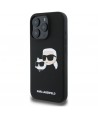 Karl Lagerfeld Silicone Case Heads Print MagSafe for iPhone 16 Pro - Black