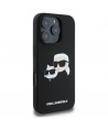 Karl Lagerfeld Silicone Case Heads Print MagSafe for iPhone 16 Pro - Black
