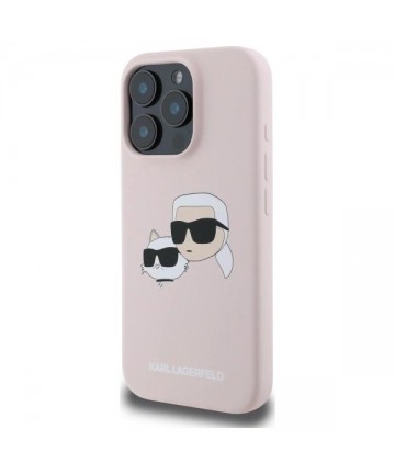 Karl Lagerfeld Silicone Nauble Heads Print MagSafe Case for iPhone 16 Pro - Pink