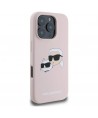 Karl Lagerfeld Silicone Nauble Heads Print MagSafe Case for iPhone 16 Pro - Pink