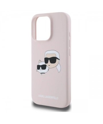 Karl Lagerfeld Silicone Nauble Heads Print MagSafe Case for iPhone 16 Pro - Pink