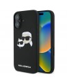 Karl Lagerfeld Silicone Case Nauble Heads Print MagSafe for iPhone 16 Plus - Black