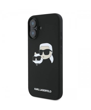 Karl Lagerfeld Silicone Case Nauble Heads Print MagSafe for iPhone 16 Plus - Black