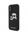 Karl Lagerfeld Silicone Case Nauble Heads Print MagSafe for iPhone 16 Plus - Black