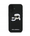 Karl Lagerfeld Silicone Case Nauble Heads Print MagSafe for iPhone 16 Plus - Black