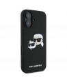 Karl Lagerfeld Silicone Case Nauble Heads Print MagSafe for iPhone 16 Plus - Black