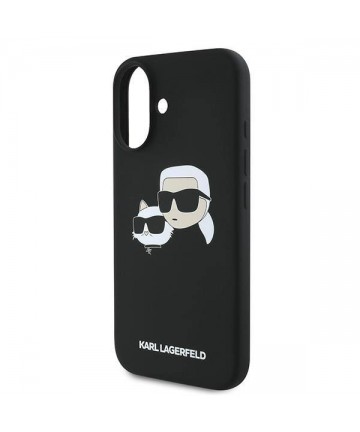 Karl Lagerfeld Silicone Case Nauble Heads Print MagSafe for iPhone 16 Plus - Black