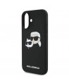 Karl Lagerfeld Silicone Case Nauble Heads Print MagSafe for iPhone 16 Plus - Black