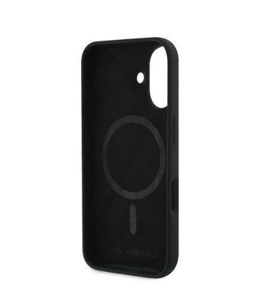 Karl Lagerfeld Silicone Case Nauble Heads Print MagSafe for iPhone 16 Plus - Black