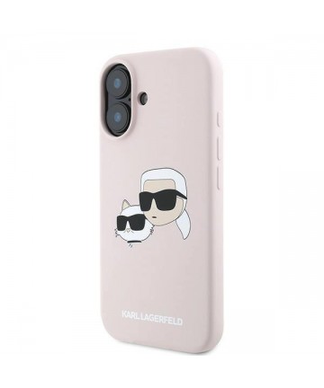 Karl Lagerfeld Silicone Nauble Heads Print MagSafe Case for iPhone 16 Plus - Pink
