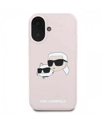Karl Lagerfeld Silicone Nauble Heads Print MagSafe Case for iPhone 16 Plus - Pink