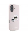 Karl Lagerfeld Silicone Nauble Heads Print MagSafe Case for iPhone 16 Plus - Pink