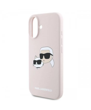 Karl Lagerfeld Silicone Nauble Heads Print MagSafe Case for iPhone 16 Plus - Pink