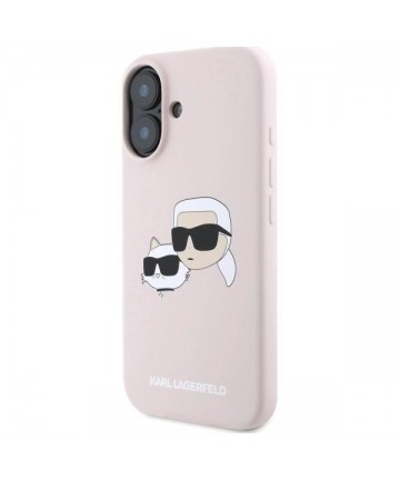 Karl Lagerfeld Silicone Nauble Heads Print MagSafe Case for iPhone 16 - Pink
