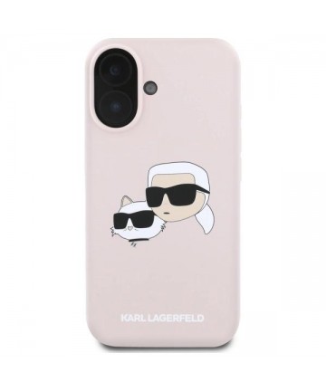 Karl Lagerfeld Silicone Nauble Heads Print MagSafe Case for iPhone 16 - Pink
