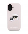 Karl Lagerfeld Silicone Nauble Heads Print MagSafe Case for iPhone 16 - Pink