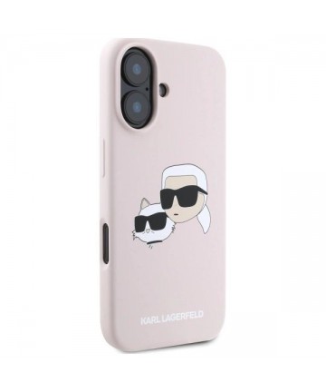 Karl Lagerfeld Silicone Nauble Heads Print MagSafe Case for iPhone 16 - Pink
