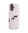 Karl Lagerfeld Silicone Nauble Heads Print MagSafe Case for iPhone 16 - Pink