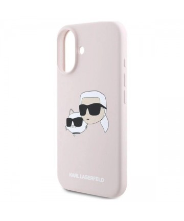 Karl Lagerfeld Silicone Nauble Heads Print MagSafe Case for iPhone 16 - Pink
