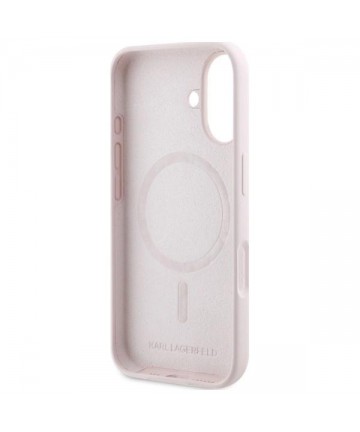 Karl Lagerfeld Silicone Nauble Heads Print MagSafe Case for iPhone 16 - Pink