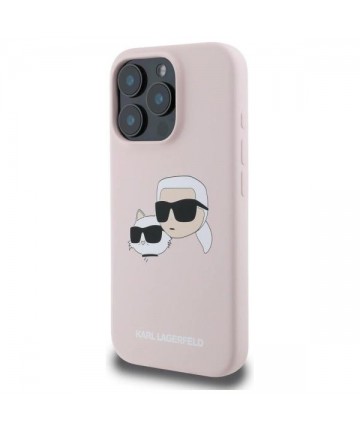 Karl Lagerfeld Silicone Nauble Heads Print MagSafe Case for iPhone 16 Pro Max - Pink