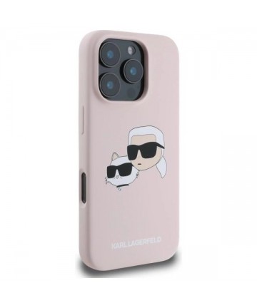 Karl Lagerfeld Silicone Nauble Heads Print MagSafe Case for iPhone 16 Pro Max - Pink