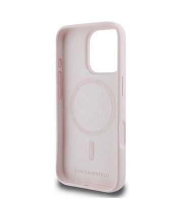 Karl Lagerfeld Silicone Nauble Heads Print MagSafe Case for iPhone 16 Pro Max - Pink