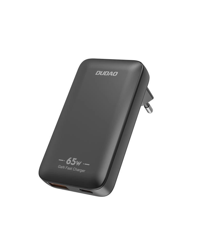 Dudao A65Q 65W GaN Travel Wall Charger USB-A / USB-C PD Ultra-Thin EU / US - Black