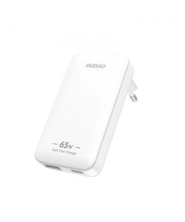 Dudao A65Q 65W GaN Travel Wall Charger USB-A / USB-C PD Ultra-Thin EU / US - White