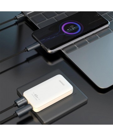 Dudao A65Q 65W GaN Travel Wall Charger USB-A / USB-C PD Ultra-Thin EU / US - White