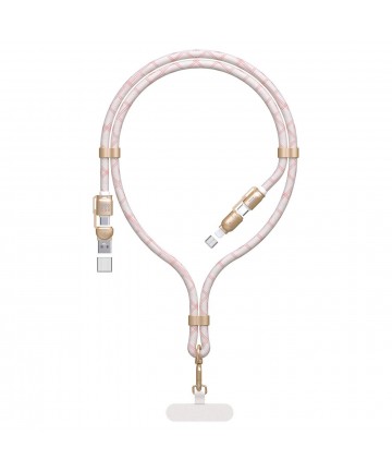 Dudao L20MAX 4in1 Cable / Lanyard USB-A / USB-C / Lightning PD QC 65W 1.5m - Pink