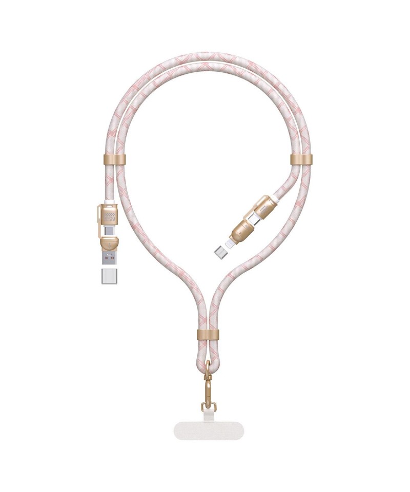Dudao L20MAX 4in1 Cable / Lanyard USB-A / USB-C / Lightning PD QC 65W 1.5m - Pink