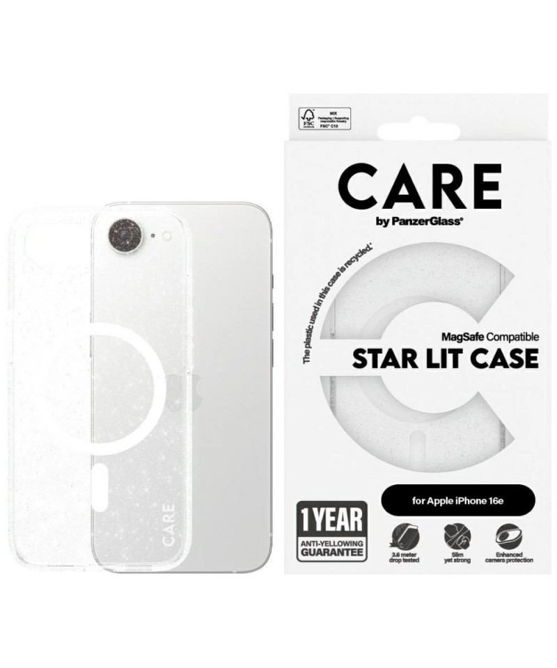 CARE by PanzerGlass Flagship Urban Combat StarLight White MagSafe iPhone 16e Case - Clear