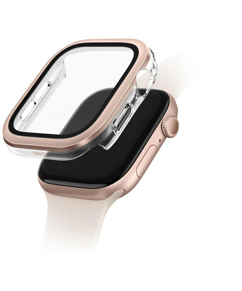 Uniq Voute Tempered Glass Case for Apple Watch 10 46mm - Rose Gold