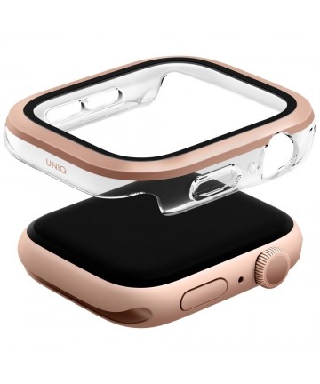 Uniq Voute Tempered Glass Case for Apple Watch 10 46mm - Rose Gold