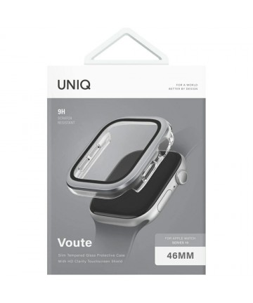 Uniq Voute tempered glass case for Apple Watch 10 46 mm - silver