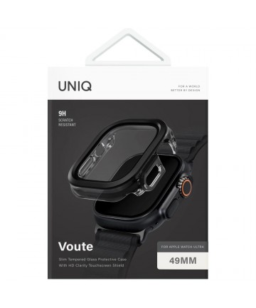 Uniq Voute Tempered Glass Case for Apple Watch Ultra 49mm - Black