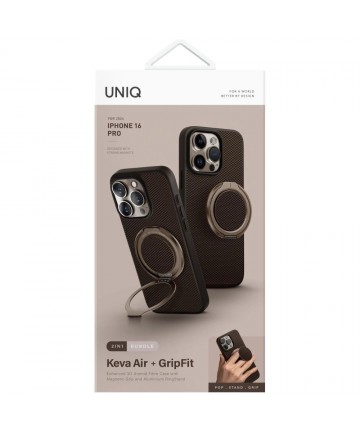 Uniq Keva Air Magclick Charging GripFit Case for iPhone 16 Pro - Brown