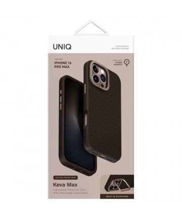 Uniq Keva Max Magclick Charging Camera Stand Case for iPhone 16 Pro Max - Brown