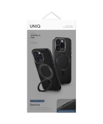 Uniq Swivix 360 Rotating Kickstand Case for iPhone 16 Pro - Black